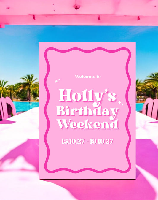 Holly Pink Birthday Party Welcome Sign - Ivy and Gold Wedding Stationery