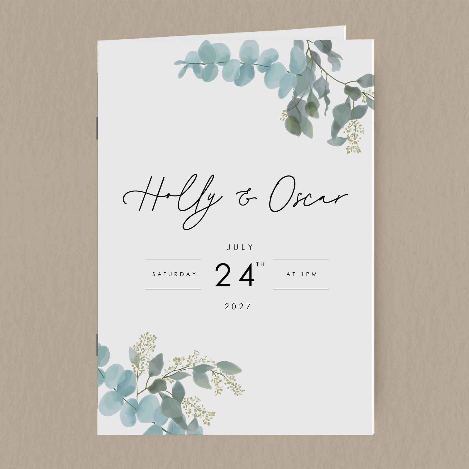 Holly Order Of Service  Ivy and Gold Wedding Stationery   