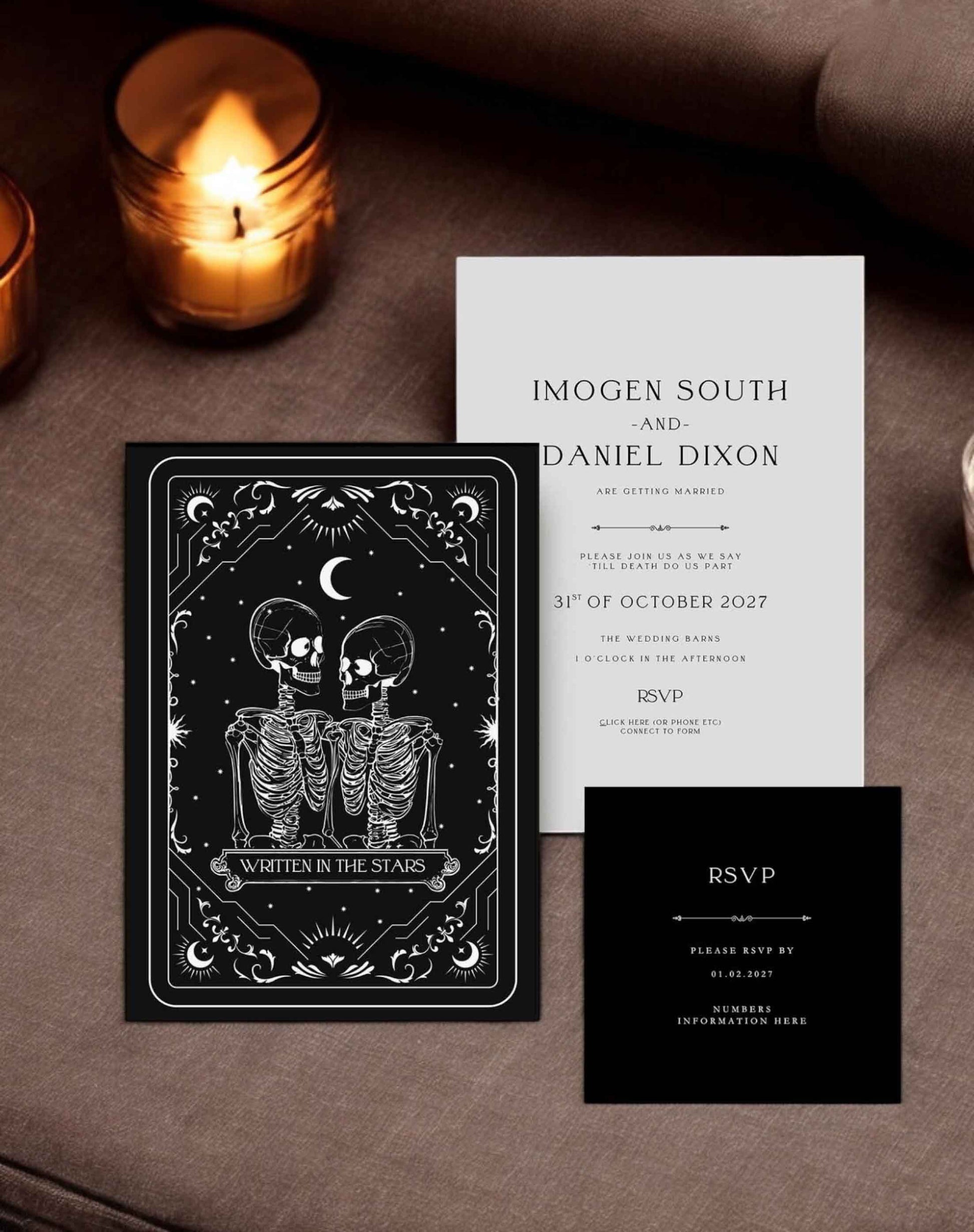 Imogen | Skeleton Wedding Invitation - Ivy and Gold Wedding Stationery