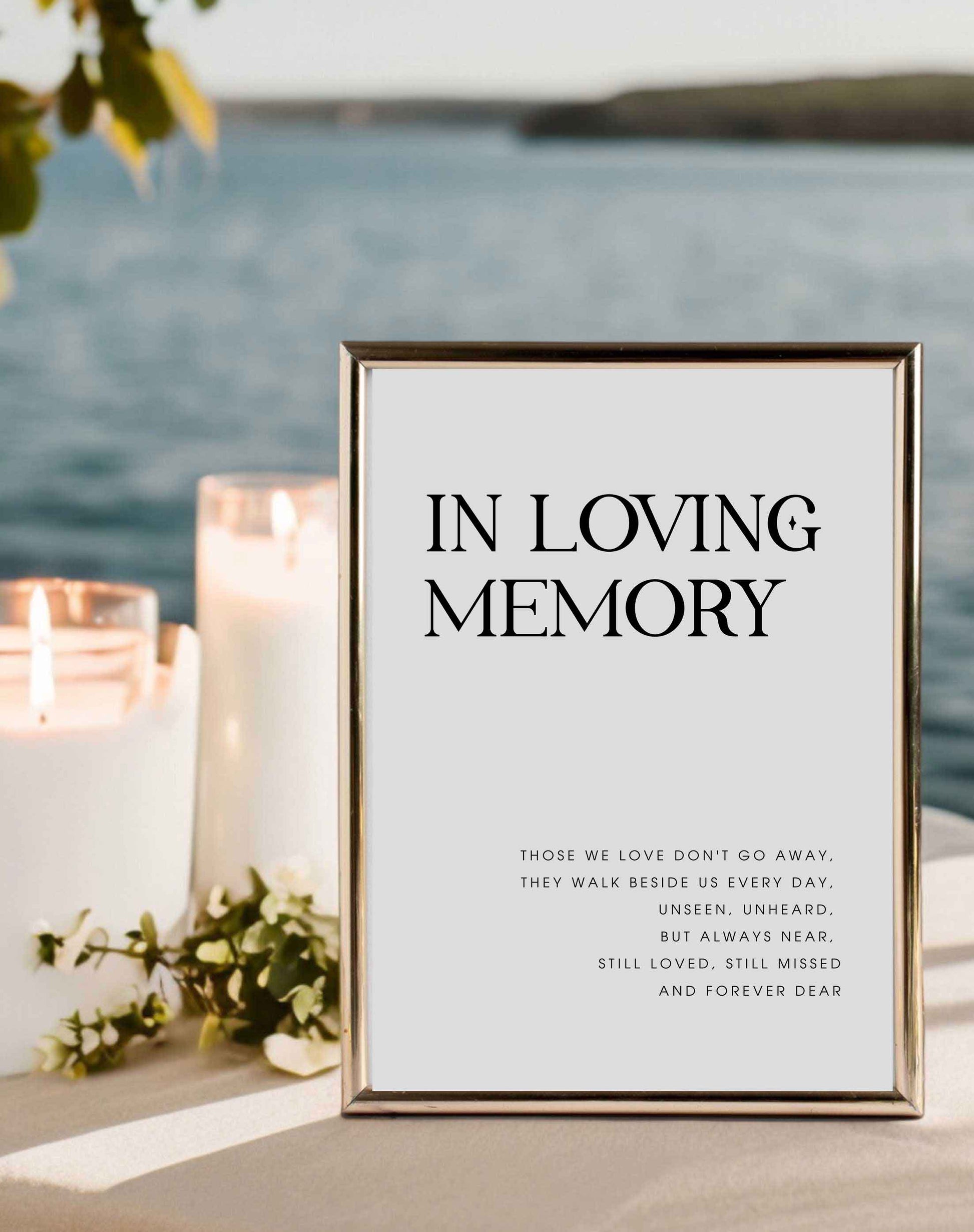 In Loving Memory Sign - Ivy and Gold Wedding Stationery