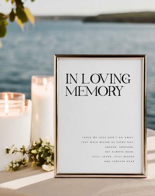In Loving Memory Sign - Ivy and Gold Wedding Stationery -  
