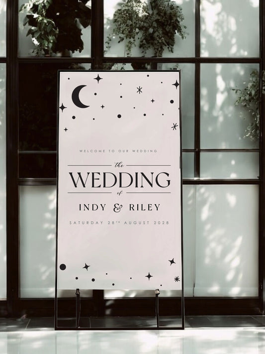 Indy | Moon & Stars Welcome Sign - Ivy and Gold Wedding Stationery