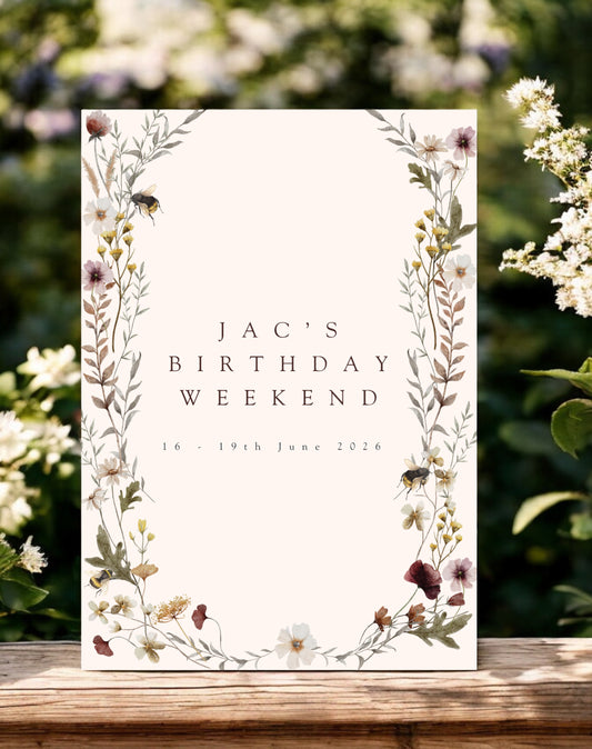 Jac English Garden Birthday Party Welcome Sign - Ivy and Gold Wedding Stationery