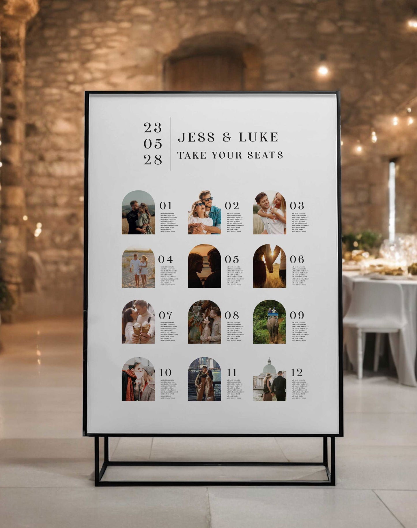 Jess | Arch Photo Seating Plan - Ivy and Gold Wedding Stationery -  