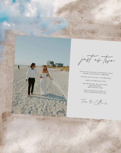 Just Us Two Eloped Reception Invitation