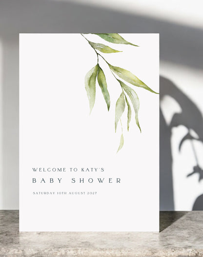 Katy Leaf Baby Shower Welcome Sign - Ivy and Gold Wedding Stationery