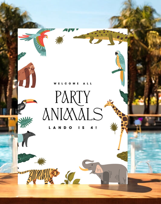 Party Animals Birthday Party Welcome Sign - Ivy and Gold Wedding Stationery