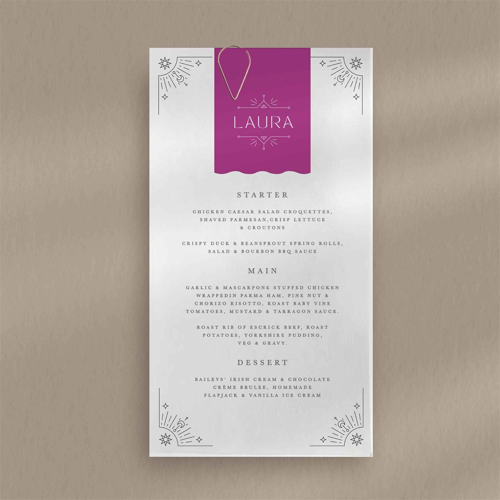 Laura Menu  Ivy and Gold Wedding Stationery   