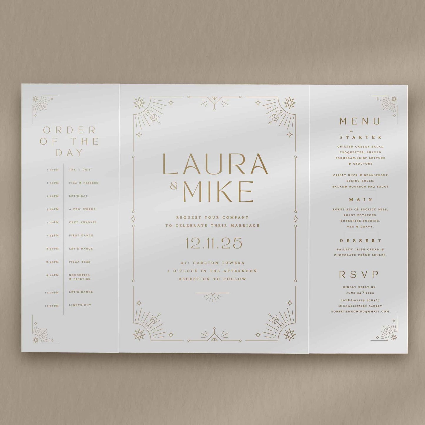 Laura | Mystical Wedding Invitations - Ivy and Gold Wedding Stationery -  