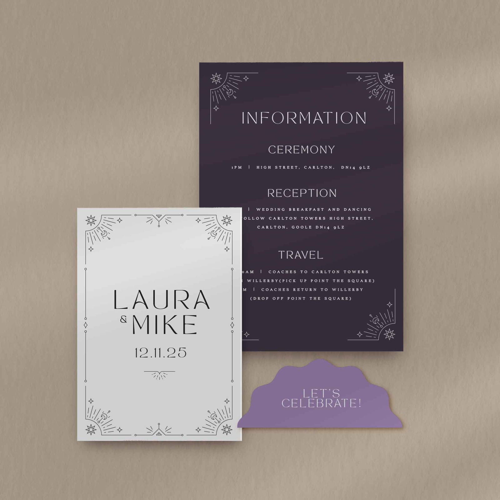 Laura | Mystical Wedding Invitations - Ivy and Gold Wedding Stationery -  