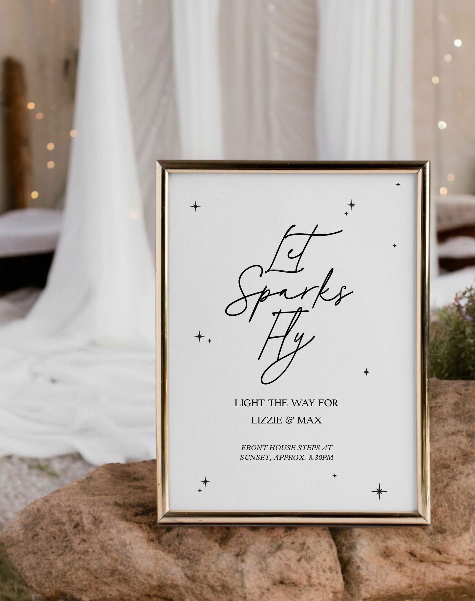 Let Sparks Fly, Sparkler Sign - Ivy and Gold Wedding Stationery -  