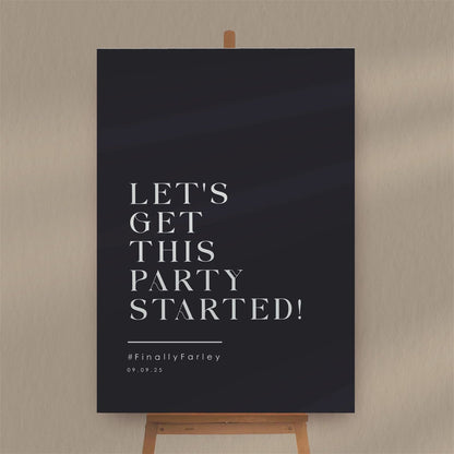 Let's Get This Party Started Sign  Ivy and Gold Wedding Stationery   