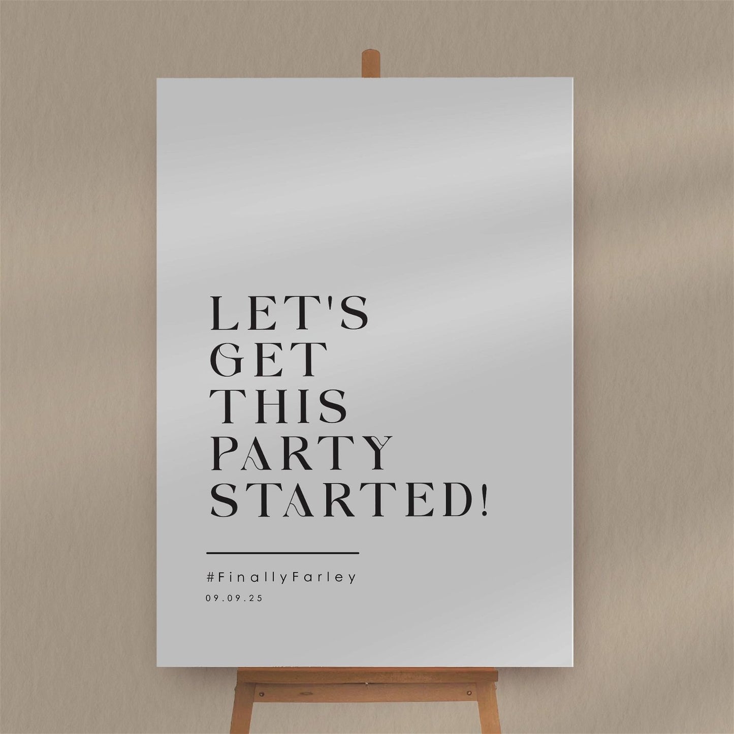 Let's Get This Party Started Sign  Ivy and Gold Wedding Stationery   