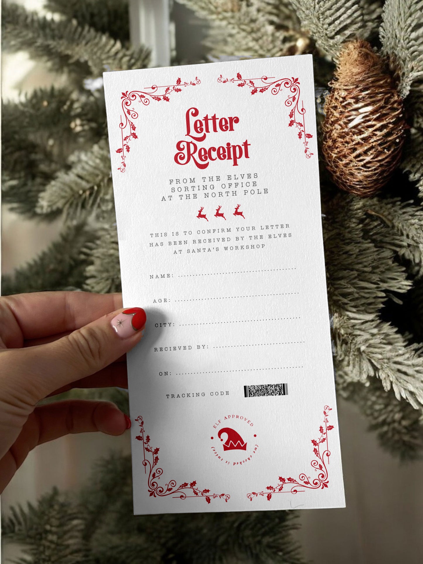 Santa Letter Receipt Digital Template