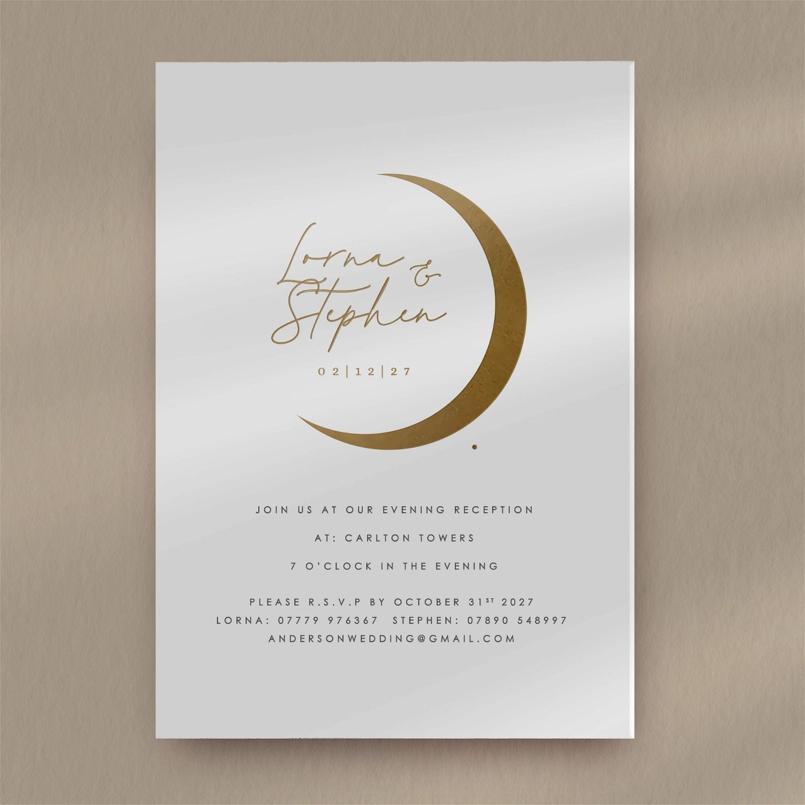 Lorna Evening Invitation  Ivy and Gold Wedding Stationery   