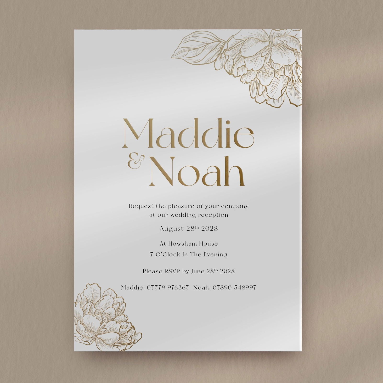 Maddie Evening Invitation  Ivy and Gold Wedding Stationery   