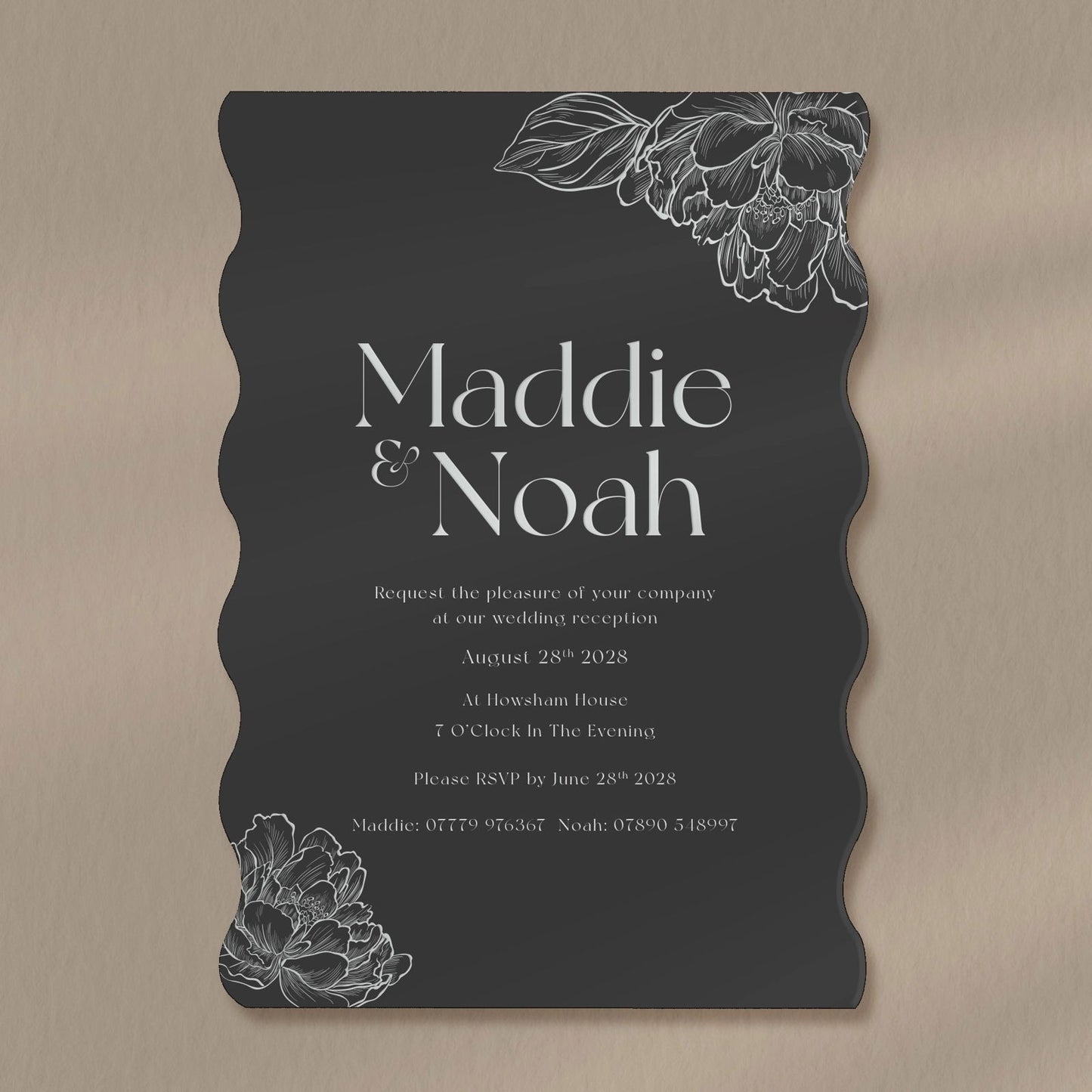 Maddie Evening Invitation  Ivy and Gold Wedding Stationery   