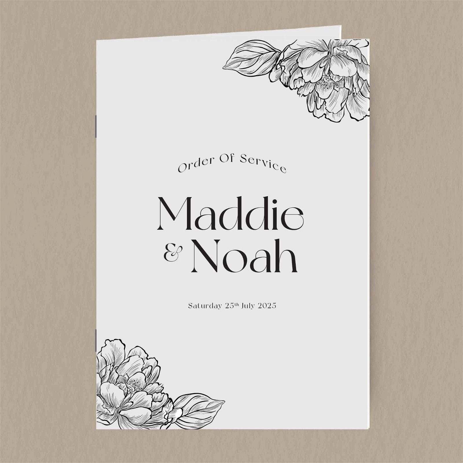 Maddie Order Of Service  Ivy and Gold Wedding Stationery   