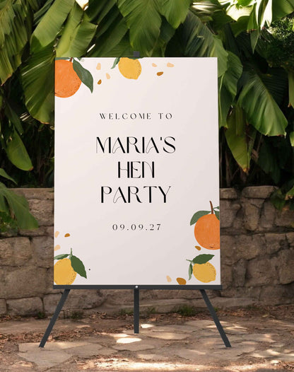 Maria Lemon Hen Party Sign - Ivy and Gold Wedding Stationery