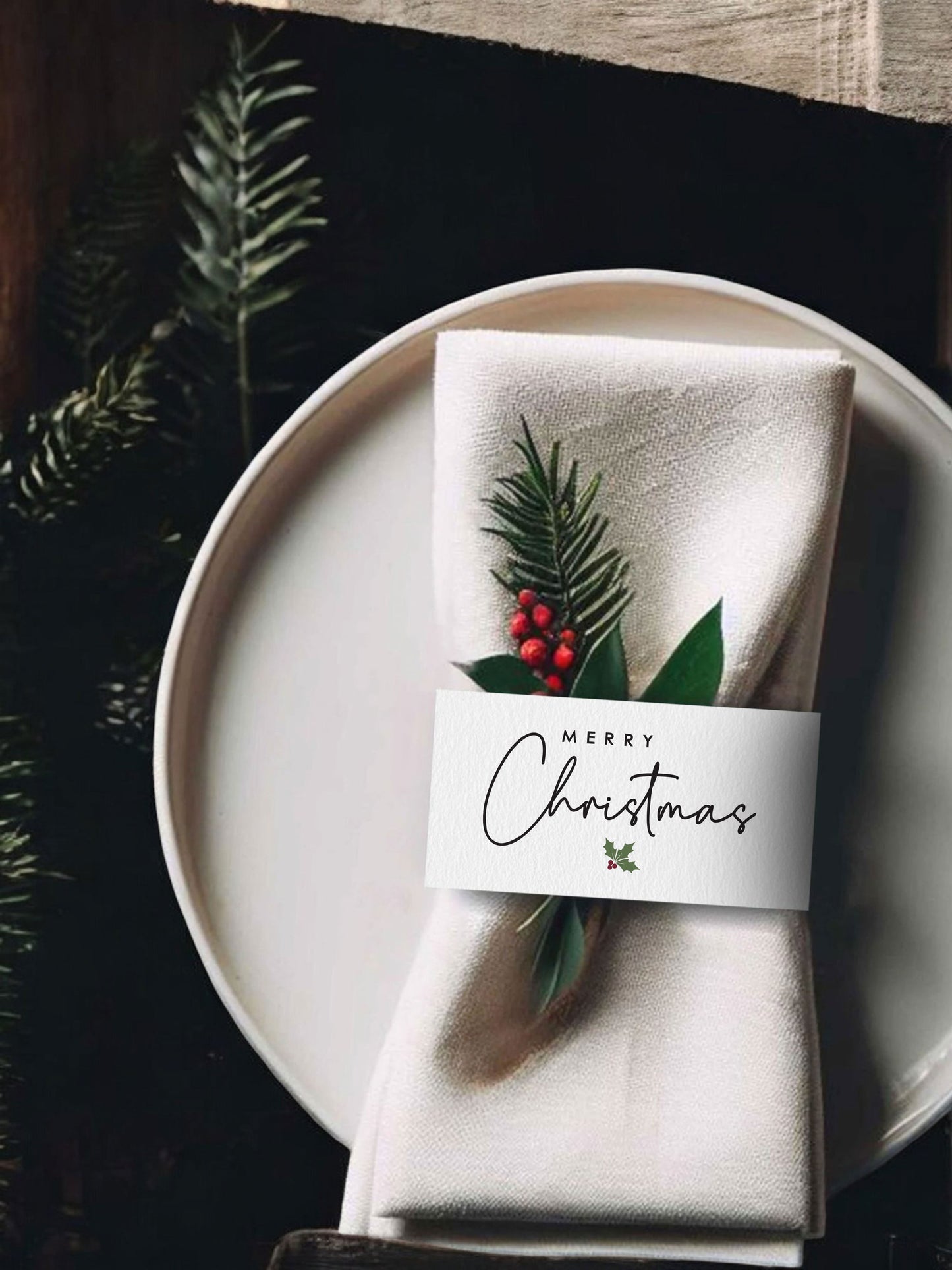 Merry Christmas Napkin Band Digital Template