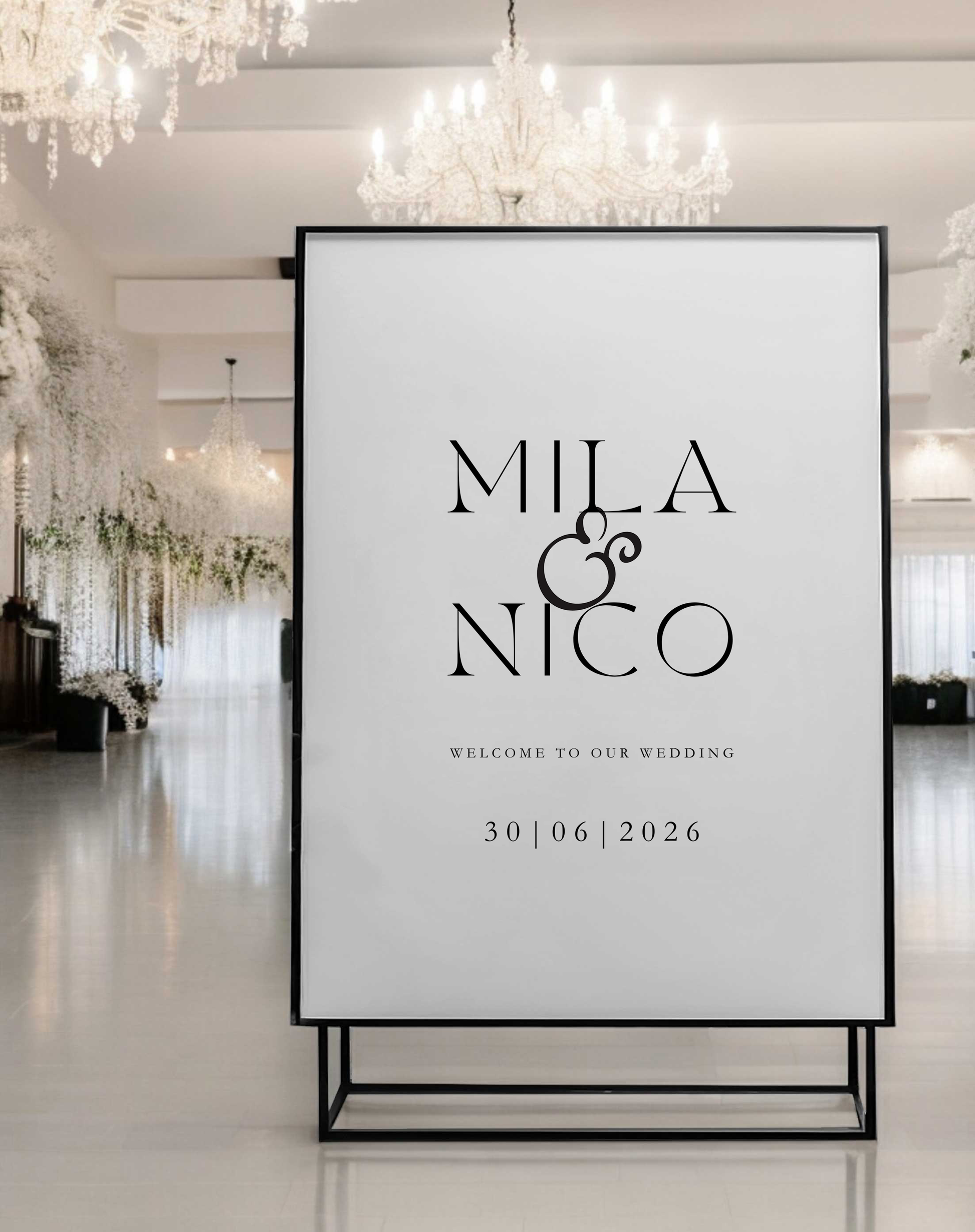 Mila | Modern Welcome Sign - Ivy and Gold Wedding Stationery