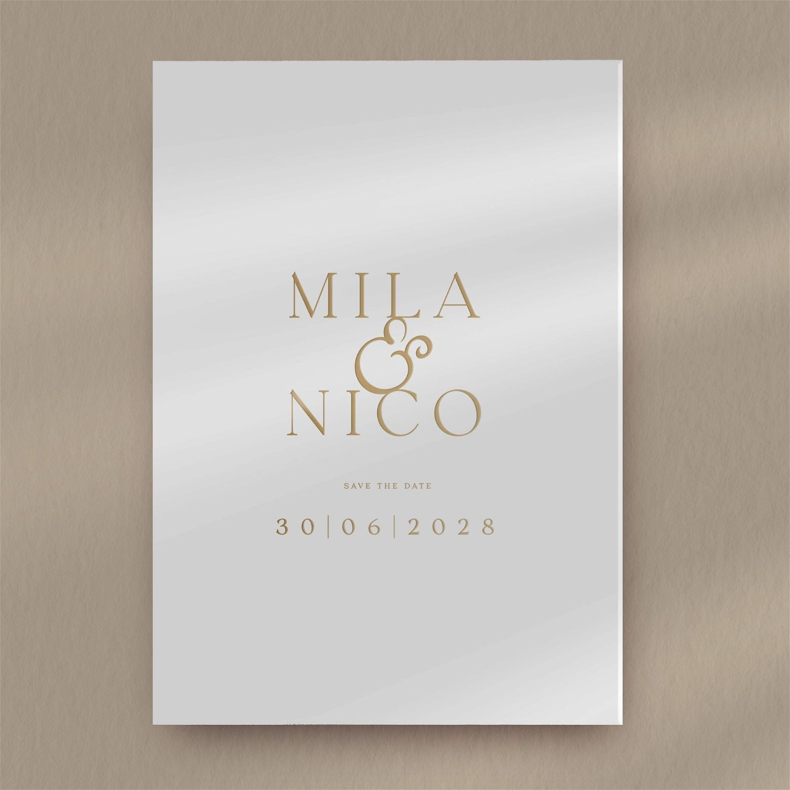 Mila | Monochrome Save The Date  Ivy and Gold Wedding Stationery   