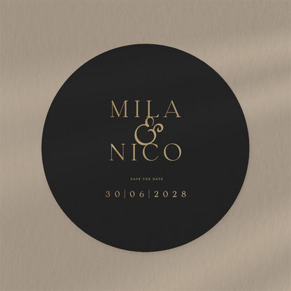 Mila | Monochrome Save The Date  Ivy and Gold Wedding Stationery   