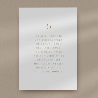 Mila Seating Plan Card  Ivy and Gold Wedding Stationery   