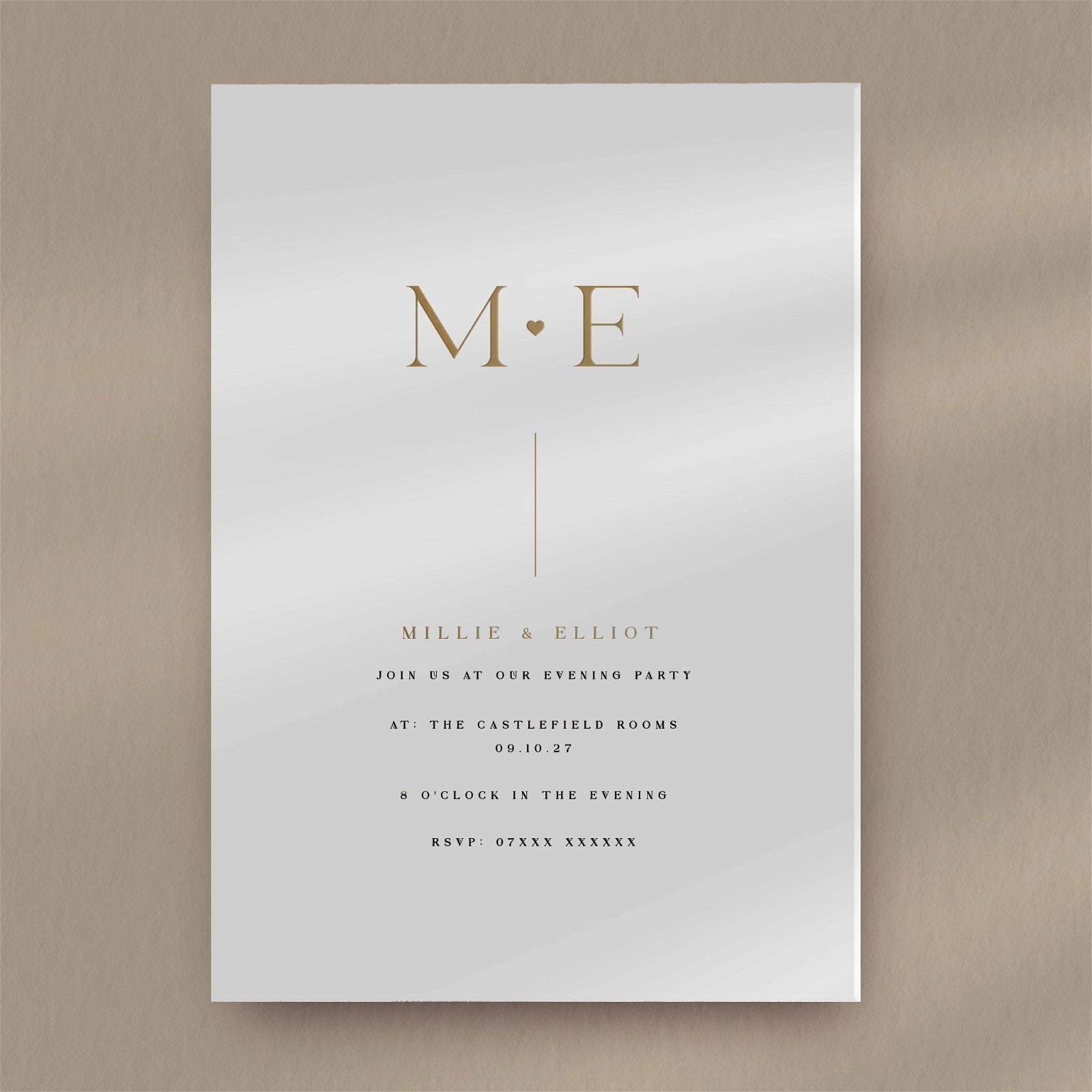 Millie Evening Invitation  Ivy and Gold Wedding Stationery   