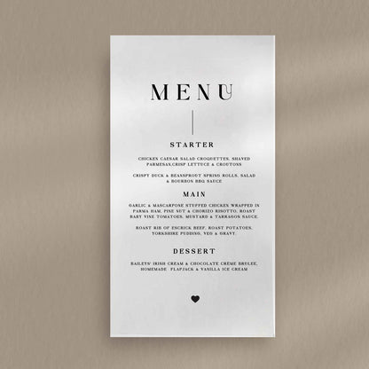 Millie Menu  Ivy and Gold Wedding Stationery   