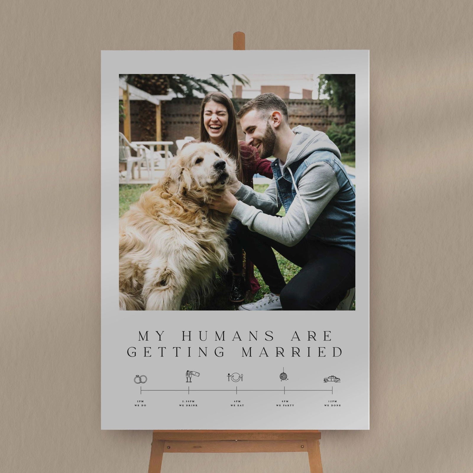 My Humans Are Getting Married Sign  Ivy and Gold Wedding Stationery   