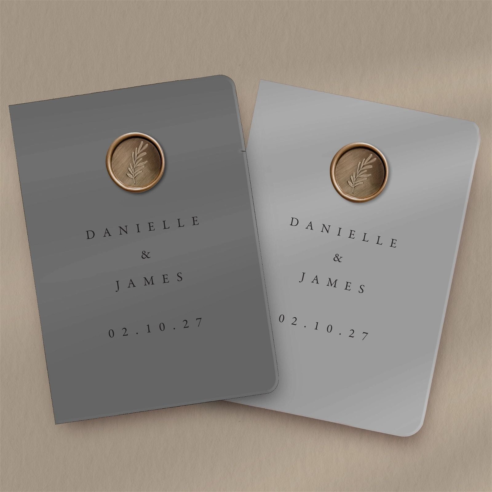 Name & Date Vow Books  Ivy and Gold Wedding Stationery   