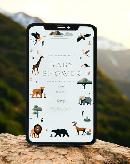 Animals Baby Shower Invitation - Ivy and Gold Wedding Stationery