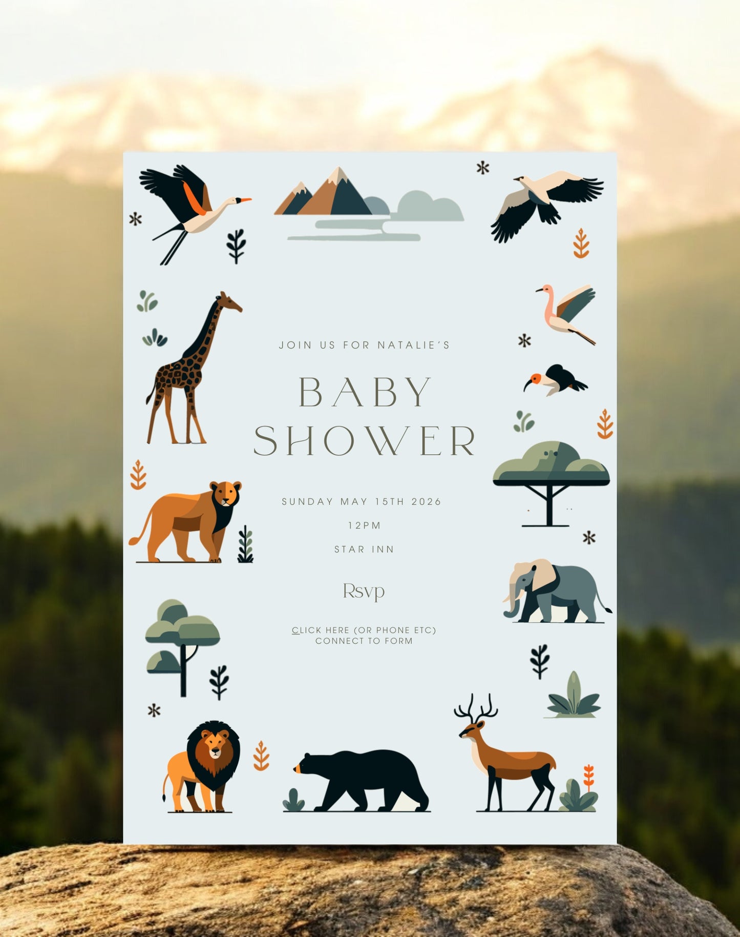 Animals Baby Shower Invitation - Ivy and Gold Wedding Stationery