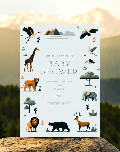 Animals Baby Shower Invitation - Ivy and Gold Wedding Stationery