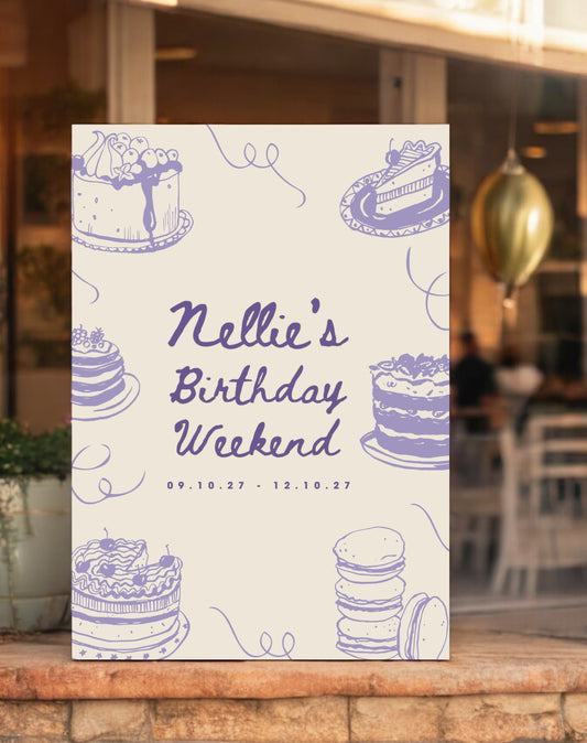 Nellie Cake Doodle Birthday Party Welcome Sign - Ivy and Gold Wedding Stationery