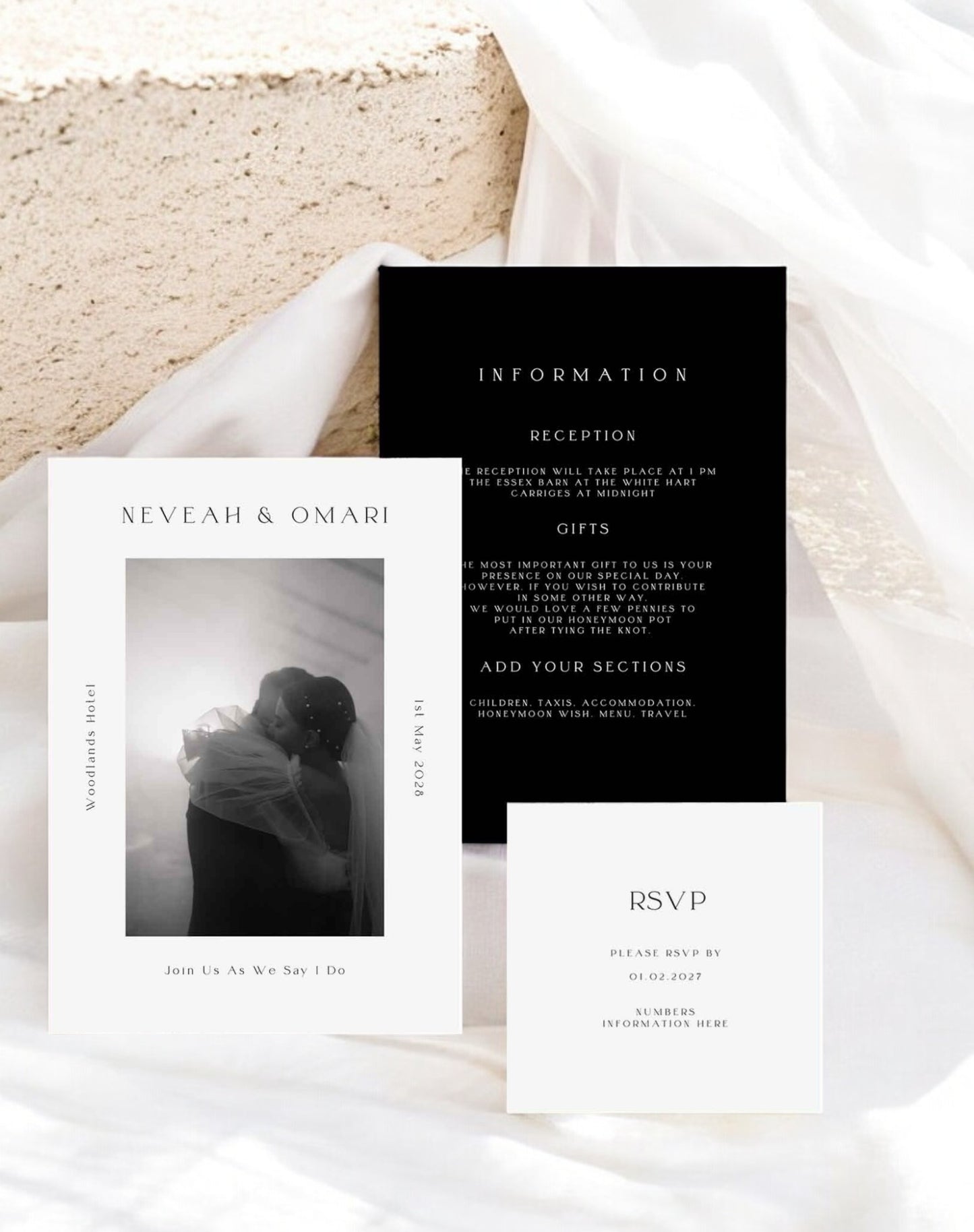 Nevaeh | Modern Photo Wedding Invitations - Ivy and Gold Wedding Stationery