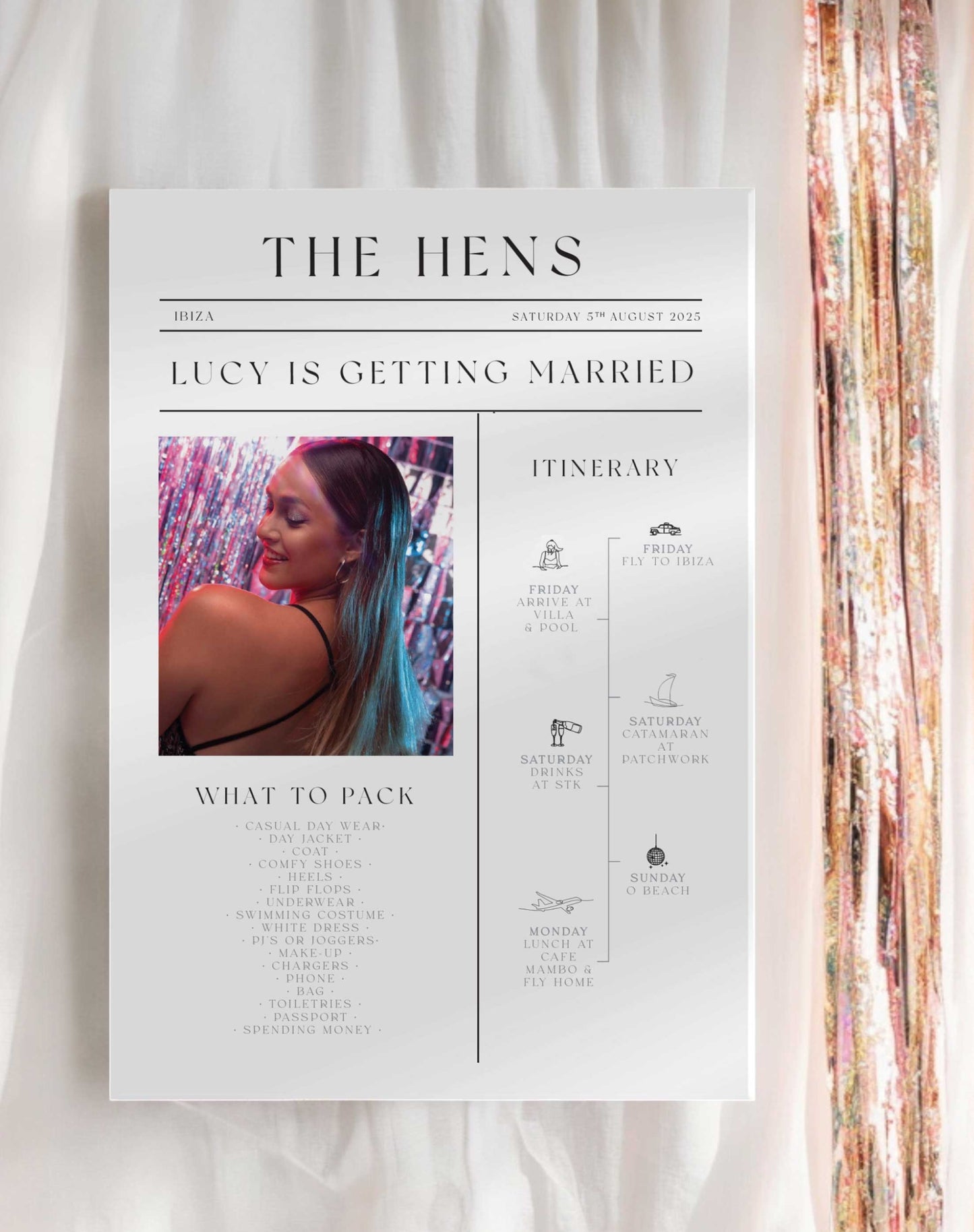 Lucy Hen Newspaper Post Invitation Digital Template