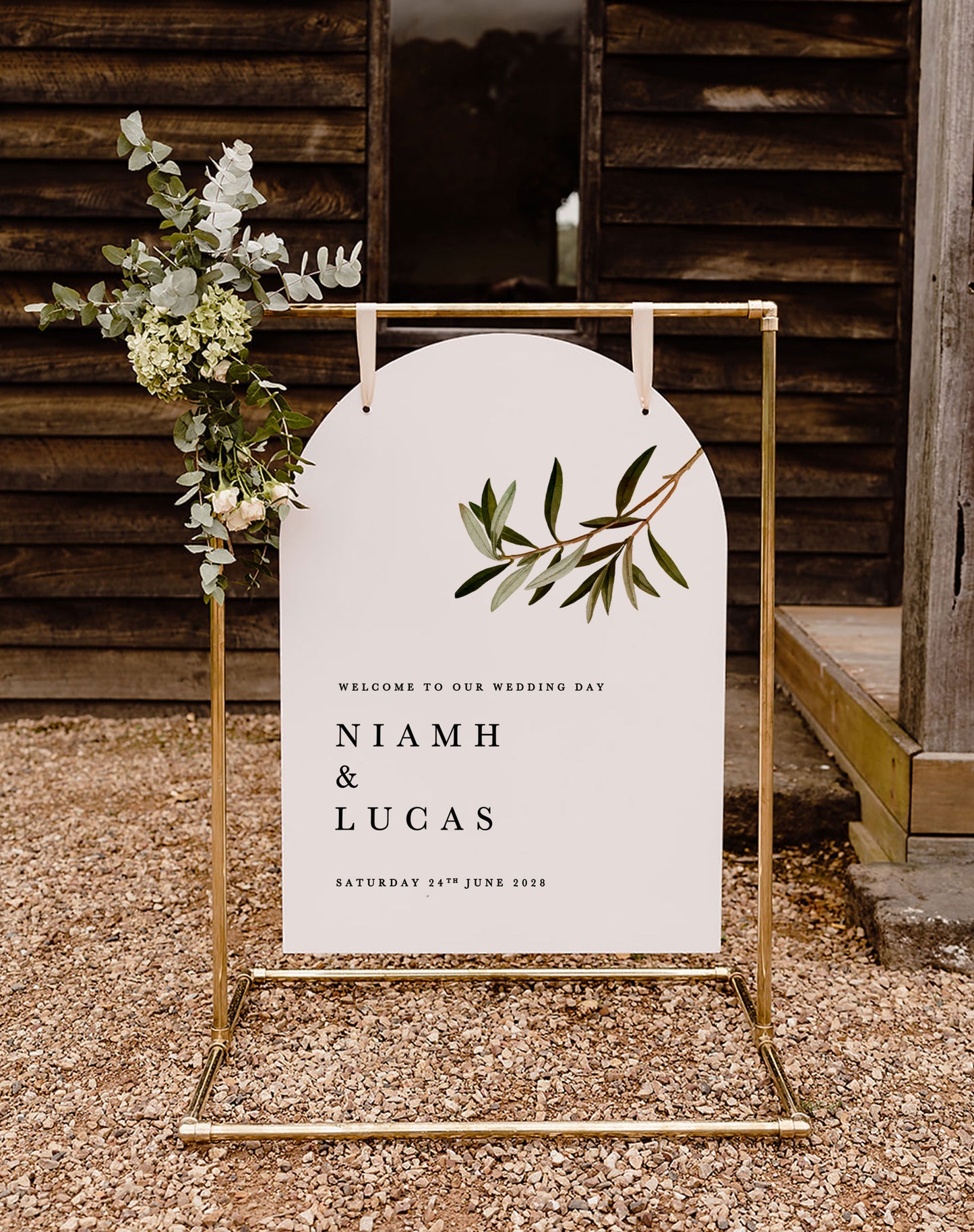 Niamh | Greek Welcome Sign - Ivy and Gold Wedding Stationery