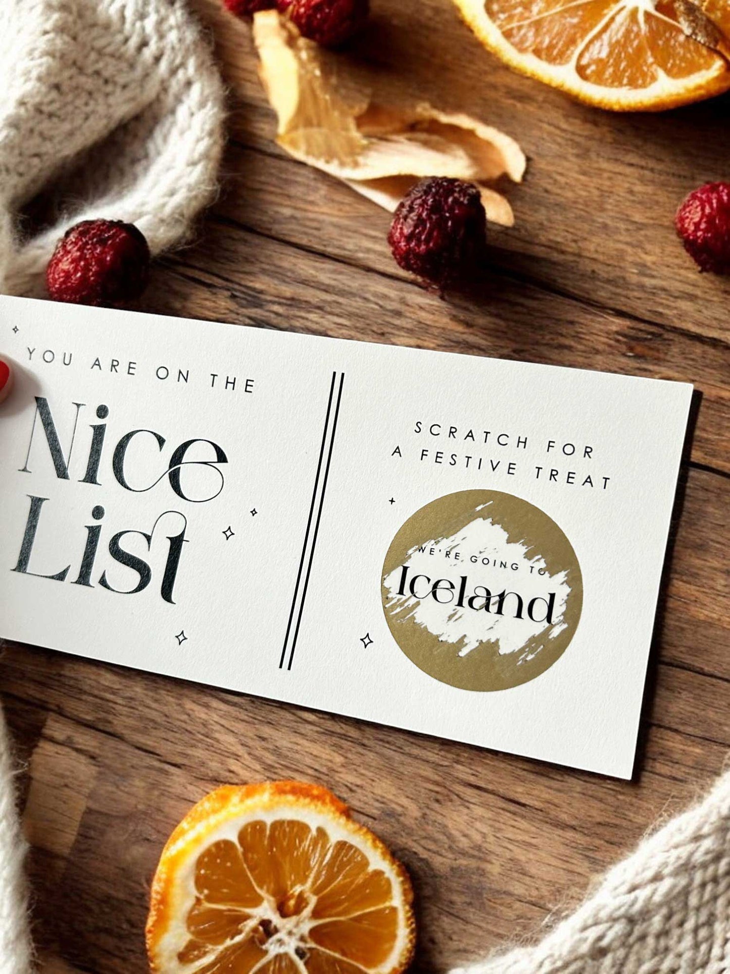 Nice List Scratch Reveal Christmas Gift Voucher - Ivy and Gold Wedding Stationery