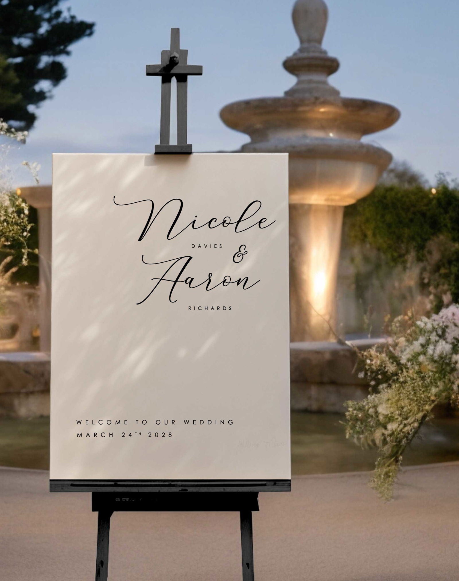 Nicole | Elegant Welcome Sign - Ivy and Gold Wedding Stationery -  