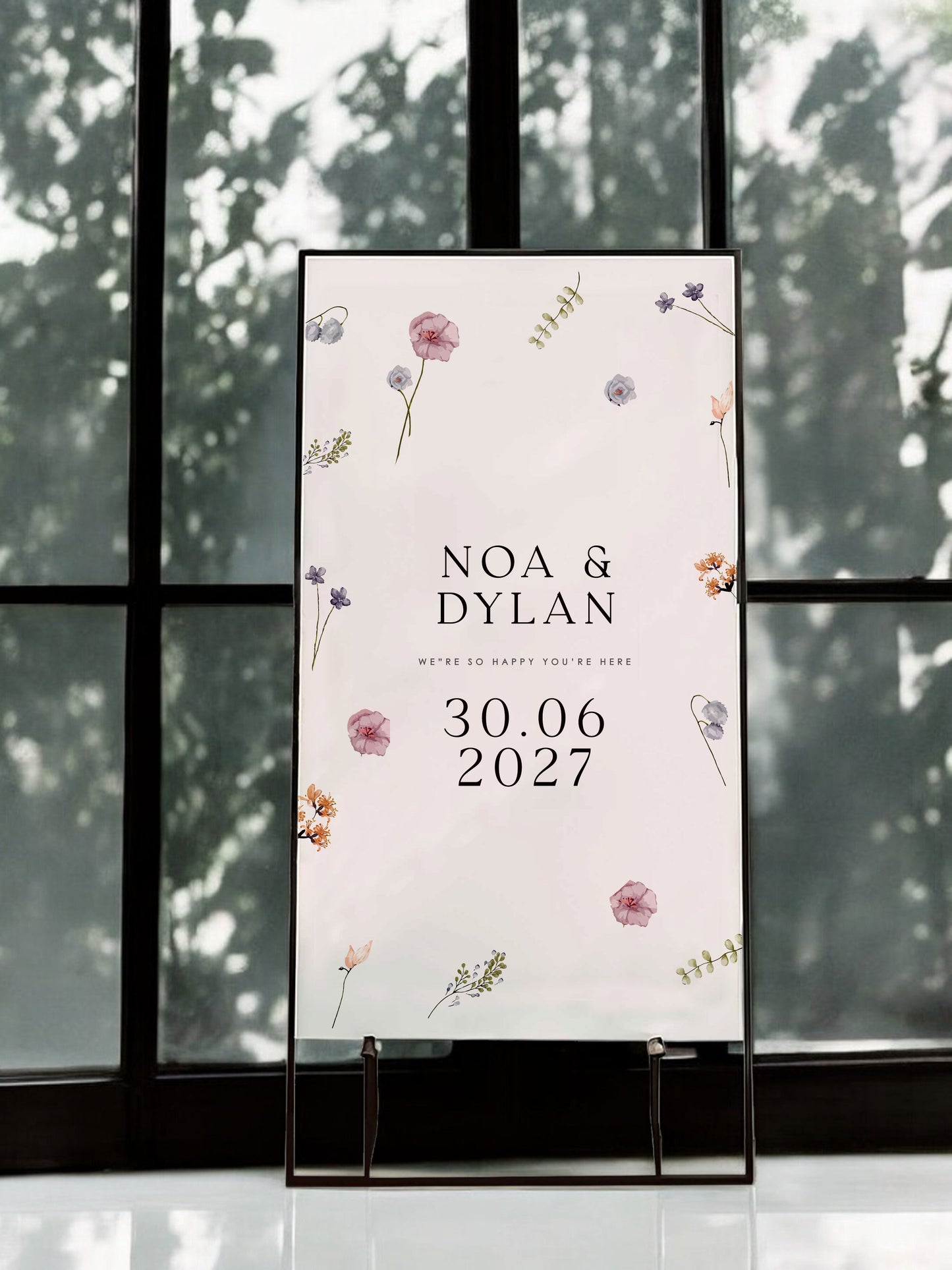 Noa | Wildflower Welcome Sign - Ivy and Gold Wedding Stationery