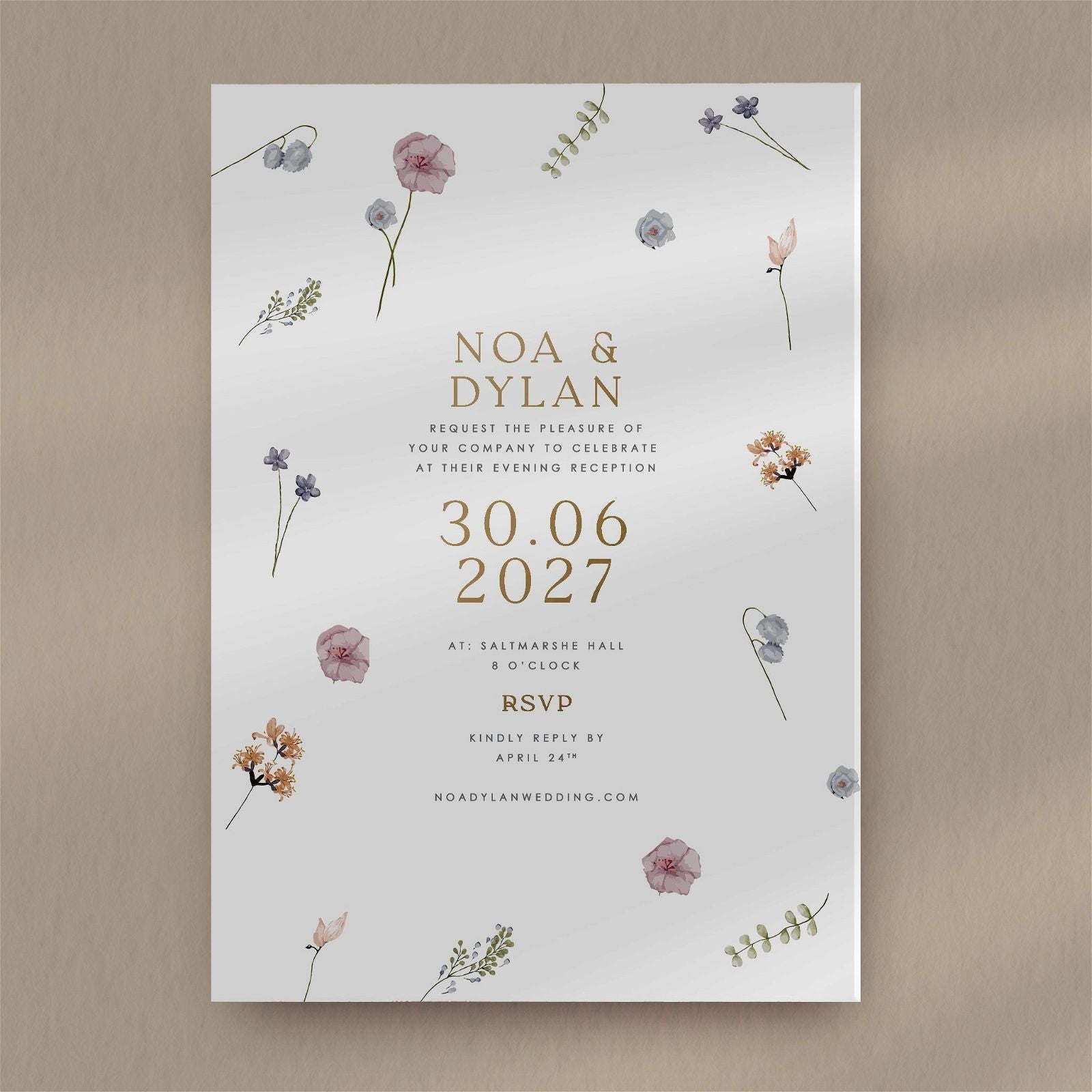 Noa Evening Invitation  Ivy and Gold Wedding Stationery   