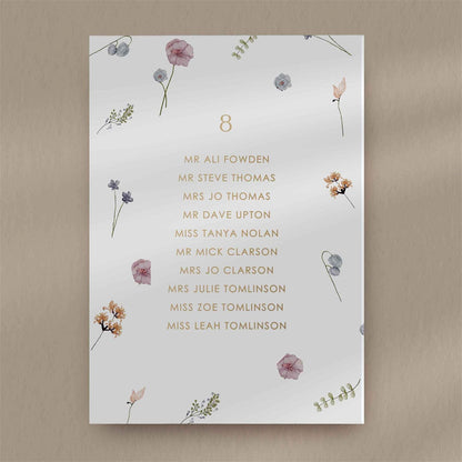 Noa  Seating Plan Card  Ivy and Gold Wedding Stationery   