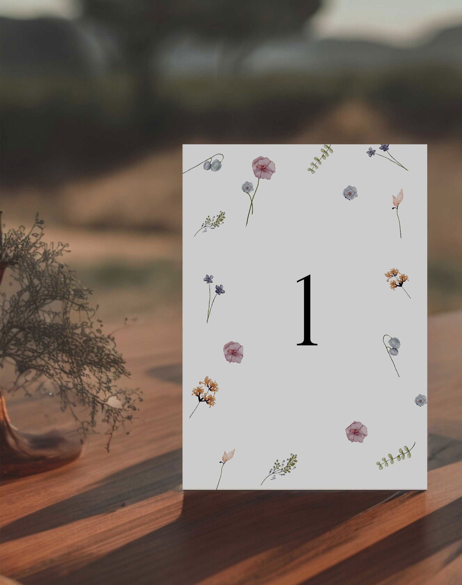 Noa | Wildflower Table Number - Ivy and Gold Wedding Stationery -  