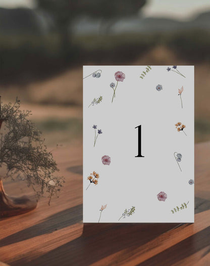 Noa | Wildflower Table Number - Ivy and Gold Wedding Stationery -  