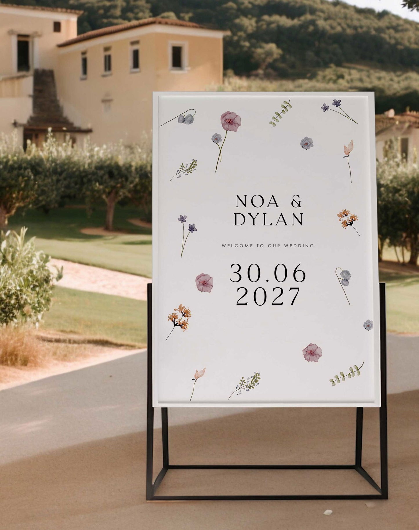 Noa | Wildflower Welcome Sign - Ivy and Gold Wedding Stationery -  