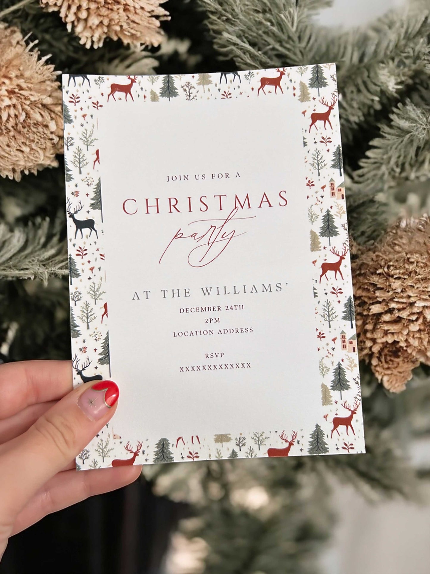 Christmas Party Invitation with Border Template