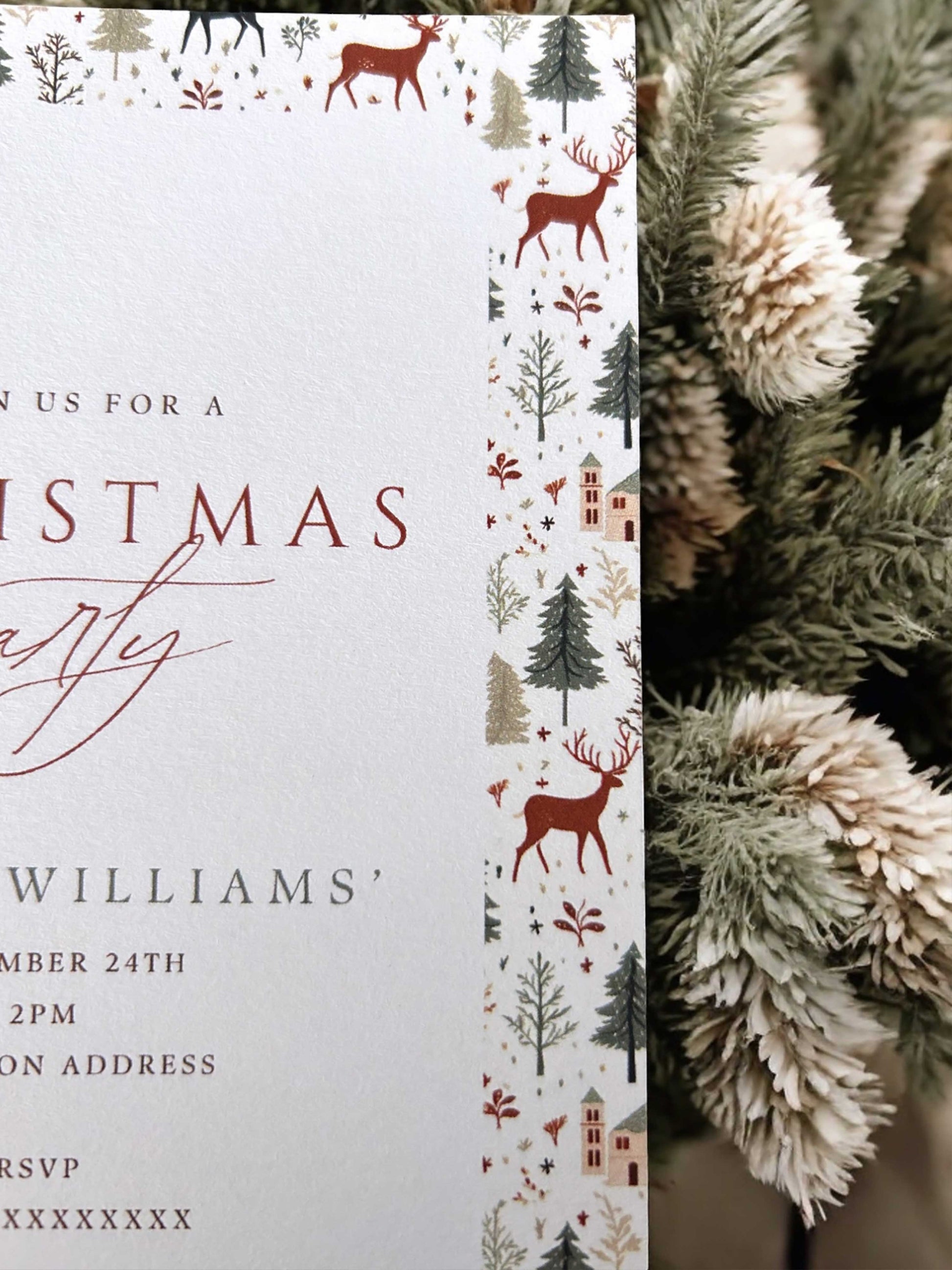 Nordic Christmas Party Invitation - Ivy and Gold Wedding Stationery