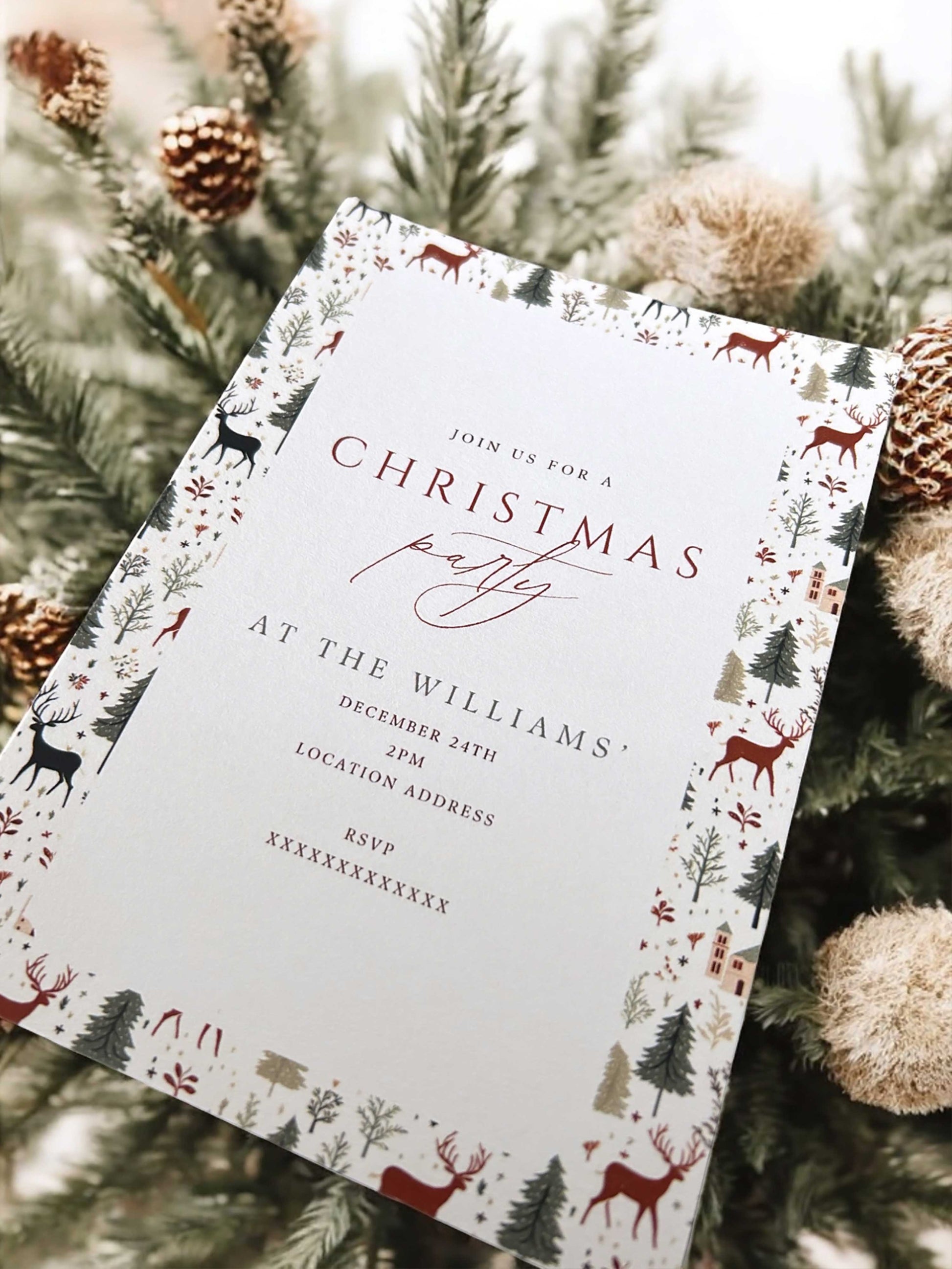 Nordic Christmas Party Invitation - Ivy and Gold Wedding Stationery